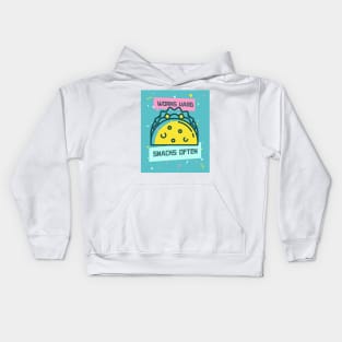 Works Hard, Snacks Often - Taco Edition Kids Hoodie